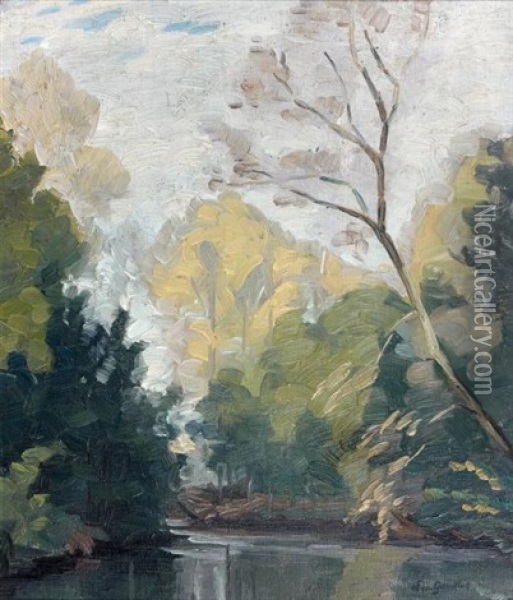 Riviere Dans Les Sous Bois Oil Painting - Leo Gausson