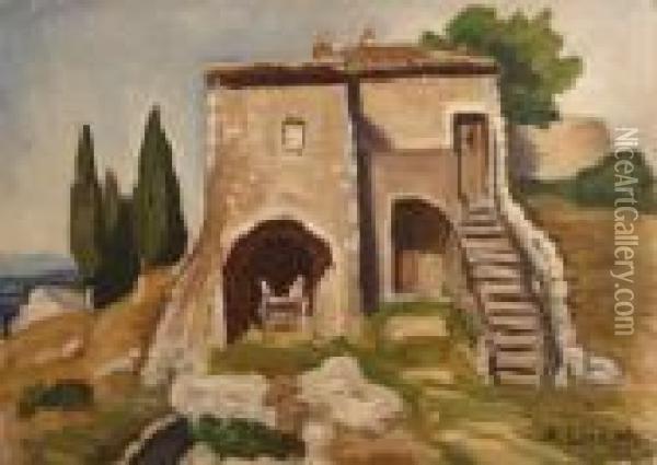 Vieille Ferme A Eygalieres Oil Painting - Alfred Lesbros