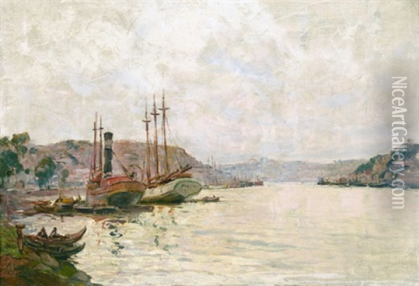 Flusspartie Mit Segelbooten Oil Painting - Charles Angrand