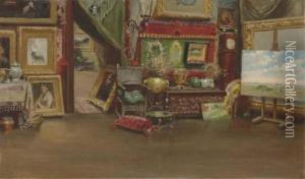 The East End Of William Merritt Chase's 10th Street Studio Oil Painting - William Merritt Chase