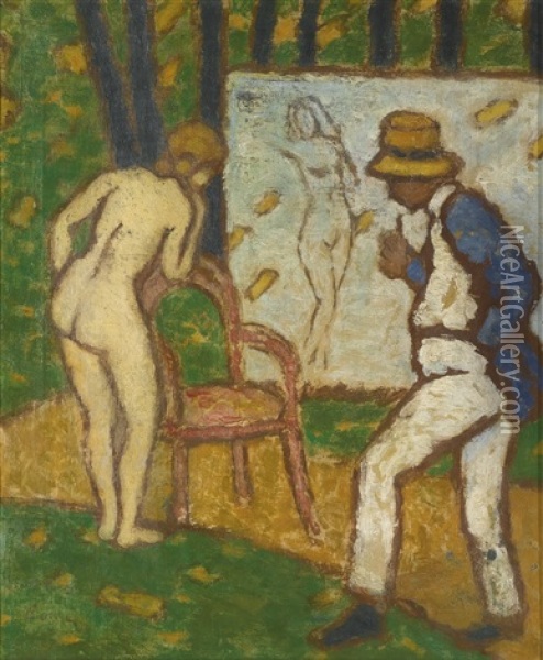 The Artist And His Model Oil Painting - Jozsef Rippl-Ronai
