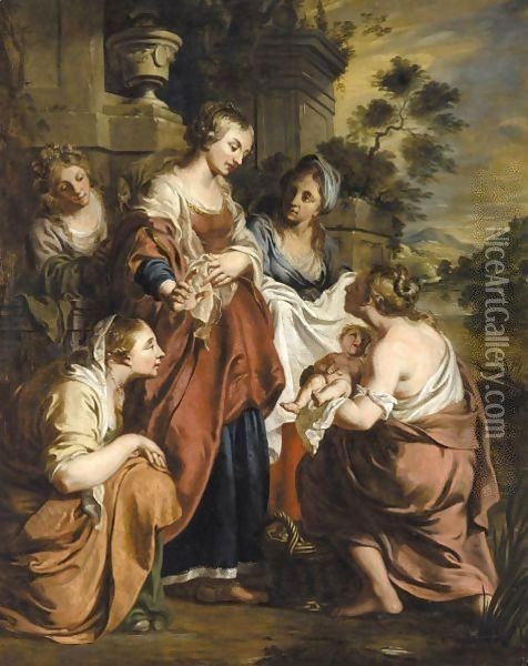 The Finding Of Moses Oil Painting - Pieter Jozef Verhaghen