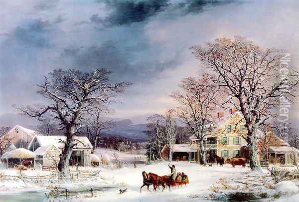 The Half-Way House Oil Painting - George Henry Durrie