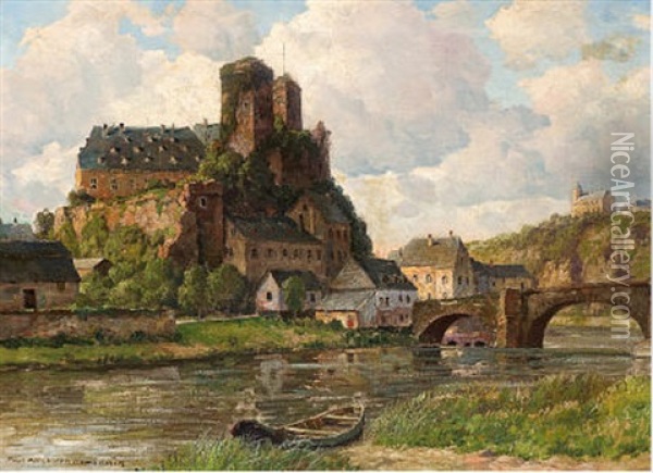 Schloss Runkel An Der Lahn Oil Painting - Paul Puetzhofen-Hambuechen