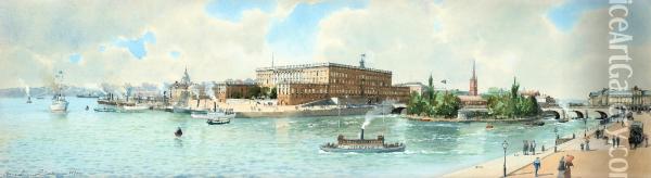 View Of The Royal Palace, Stockholm Oil Painting - Anna Palm De Rosa
