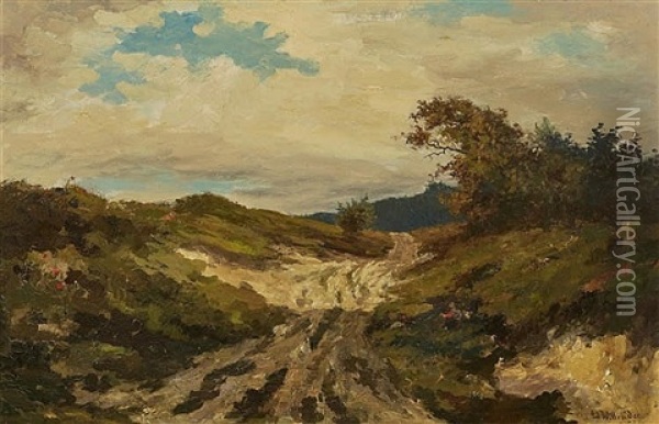 A Field Path Oil Painting - Ludwig Willroider