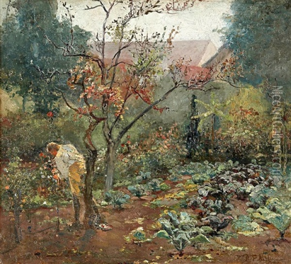 Der Rosenschneider Oil Painting - Pius Ferdinand Messerschmitt
