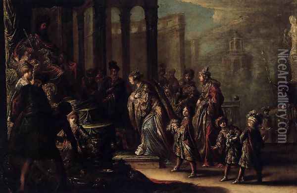 Esther before Ahasuerus 1624 Oil Painting - Claude Vignon
