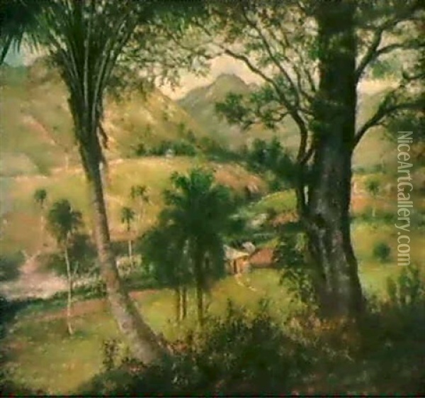 Paisaje De Guaraguao Oil Painting - Francisco Manuel Oller y Cestero