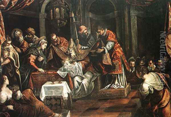 The Circumcision c. 1587 Oil Painting - Jacopo Tintoretto (Robusti)