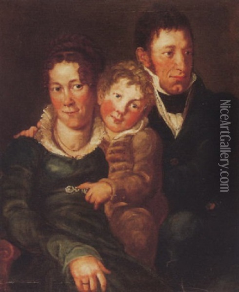Portrat Eines Jungen Ehepaares Mit Sohn Oil Painting - Joseph Reinhart
