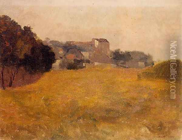 Small Village In The Medoc Oil Painting - Odilon Redon