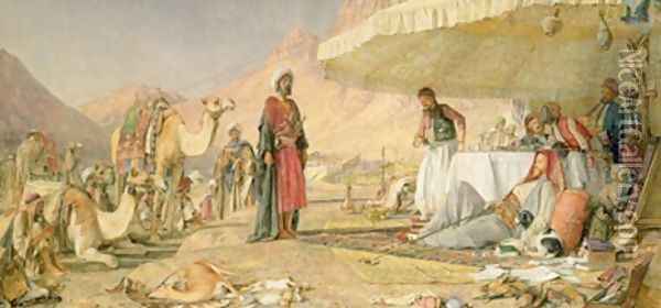 A Frank Encampment in the Desert of Mount Sinai Oil Painting - John Frederick Lewis