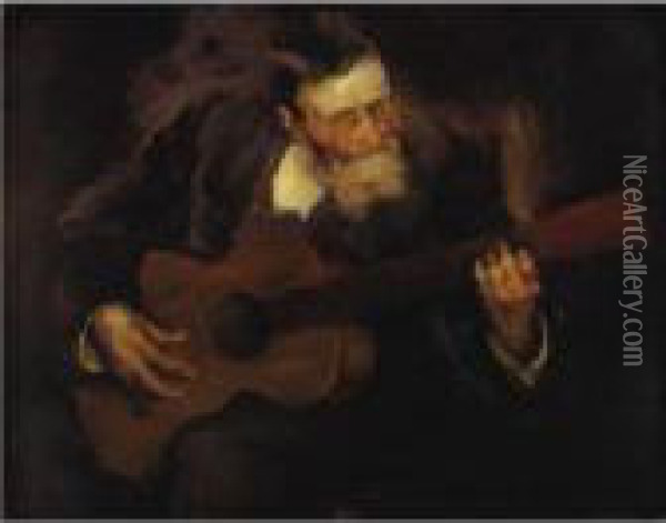 El Guitarrista (the Guitar Player) Oil Painting - Luis Graner Arrufi