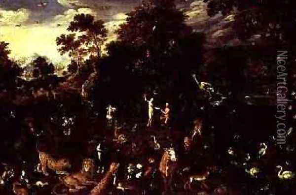 The Garden of Eden Oil Painting - Isaak van Oosten