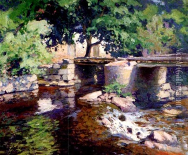 Le Pont De La Folie - Ete Crozant Oil Painting - Paul Madeline
