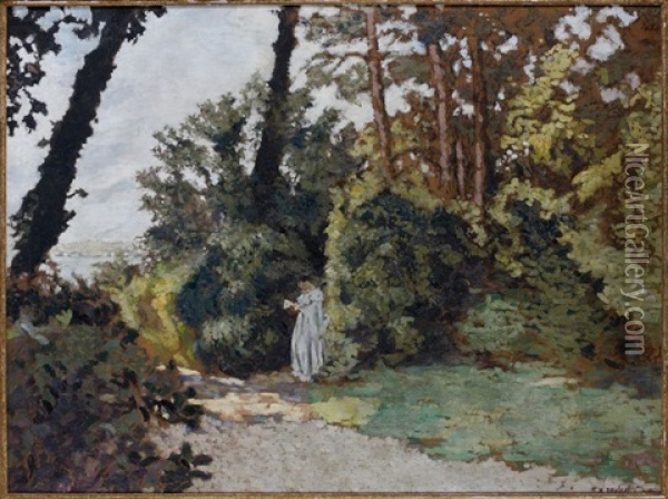 Muse Au Bord Du Chemin Et Etude (recto-verso) Oil Painting - Ker Xavier Roussel