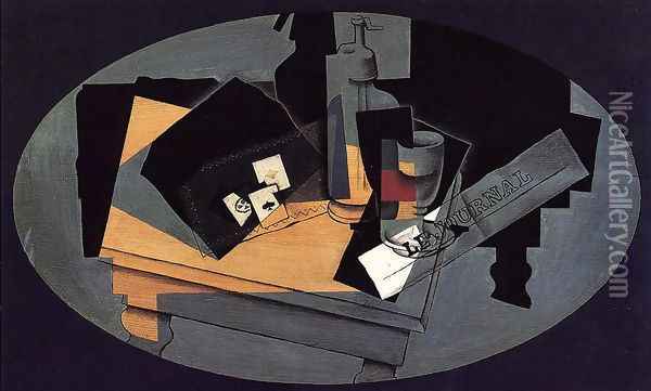 Playing Cards and Siphon Oil Painting - Juan Gris