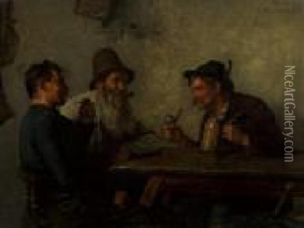 Drei Bauern Im Wirtshaus Oil Painting - G. Hugo Kotschenreiter