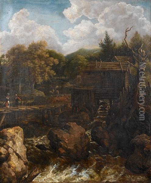 A Norwegian Mountain Landscape Oil Painting - Allart Van Everdingen