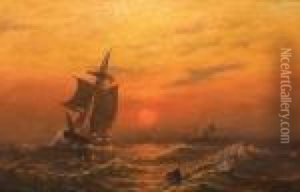 Luminous Sunset Over The High Seas Oil Painting - Charles Henry Gifford