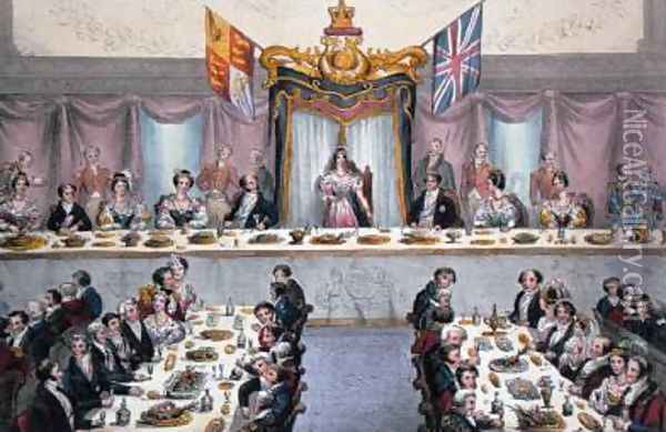 Queen Victoria 1819-1901 Drinking the Health of the Citizens of London at the Guildhall Banquet Oil Painting - F. Deiezmann