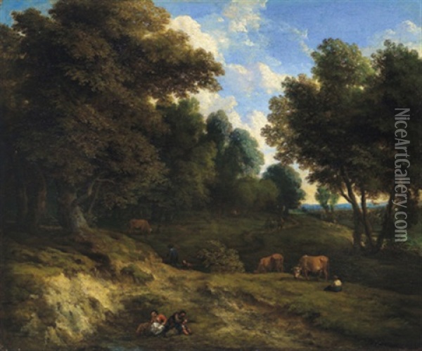 Waldlandschaft Mit Hirten Und Herde Oil Painting - Cornelis Huysmans