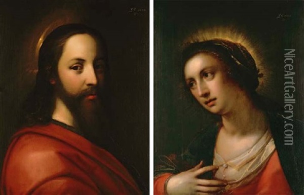 Christ (+ The Virgin Mary; Pair) Oil Painting - Gortzius Geldorp