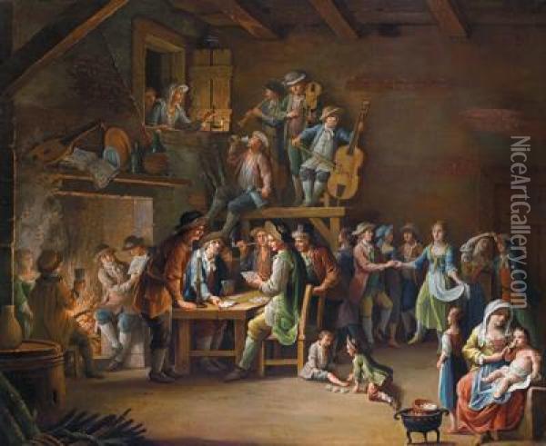 Interno Di Osteria Con Musicanti Oil Painting - Giovanni Battista Colombo