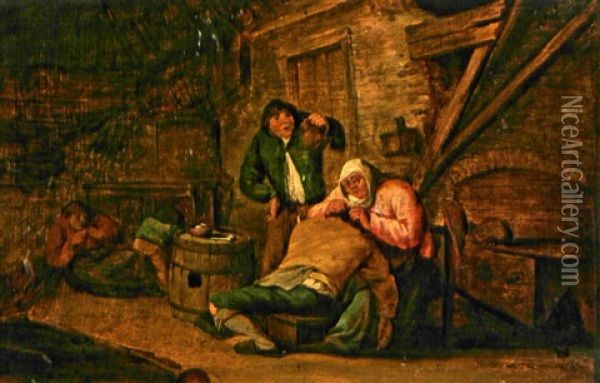 Bauern In Einer Scheune Oil Painting - Isaac Van Ostade