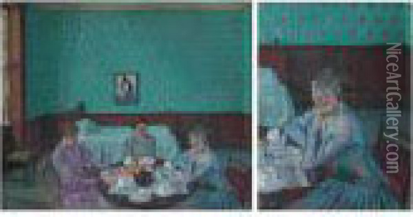 Tea In The Bedsitter Oil Painting - Harold Gilman