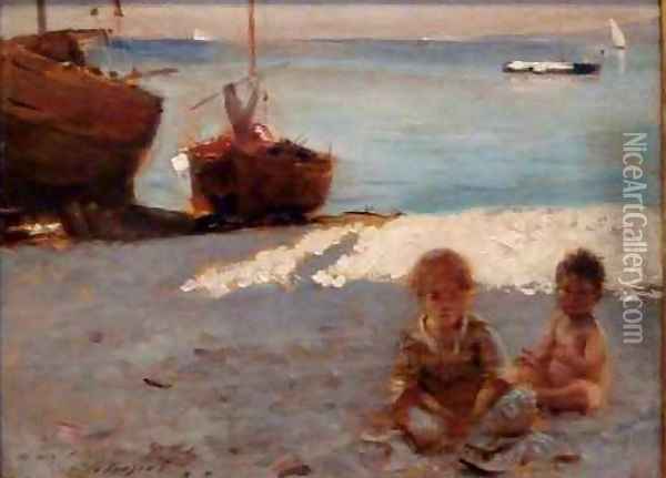 Beach at Capri Oil Painting - John Singer Sargent