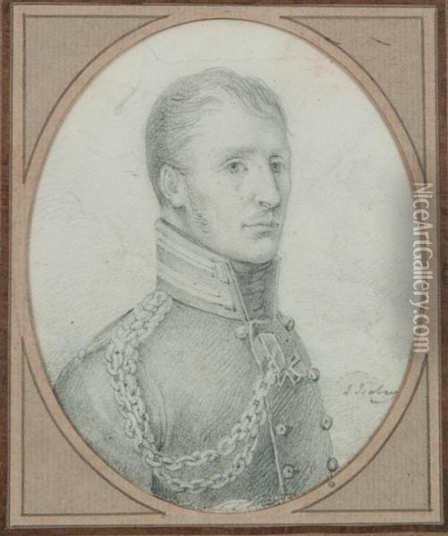 Portrait D'officier En Buste Oil Painting - Jean Baptiste Isabey