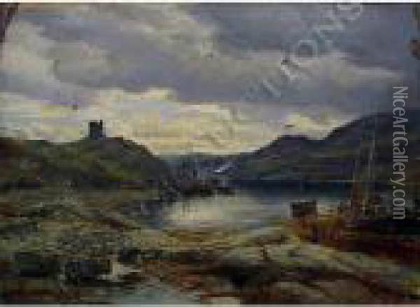 Inchcolm Harbor With Fishingboats Oil Painting - Samuel Bough