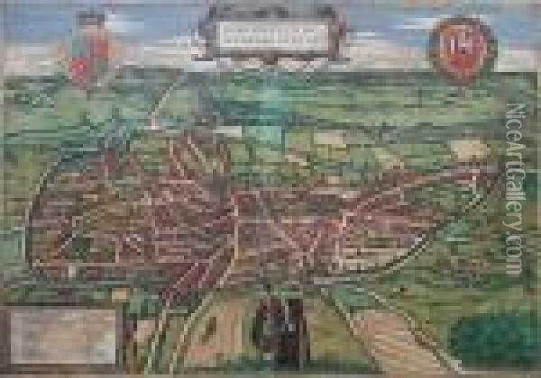 Birds-eye View Of Norwich, Published 1583 And Later Oil Painting - Georges Braun