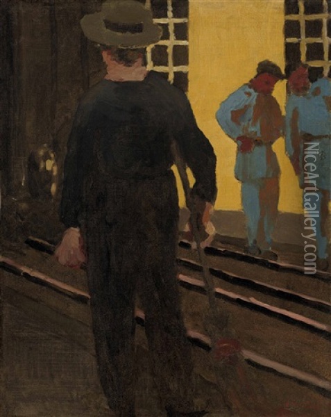 Le Balayeur Sur La Voie Oil Painting - Edouard Vuillard