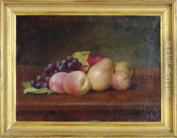 Still Life With Grapes, Pears And Peaches; And A Companionpainting Oil Painting - William Mason Brown