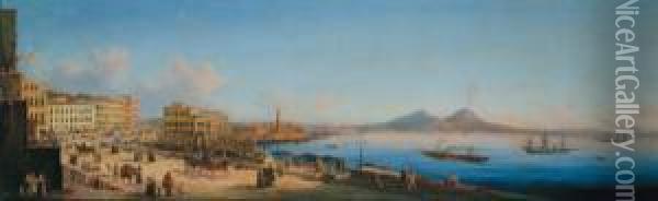 Napoli Vista Da Santa Lucia Oil Painting - Salvatore Fergola