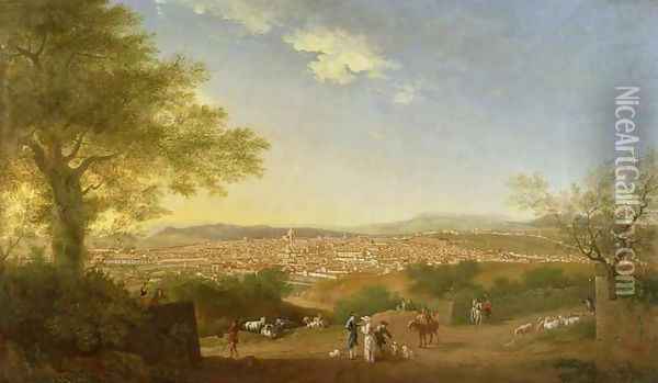 A Panoramic View of Florence from Bellosguardo, 1775 Oil Painting - Thomas Patch