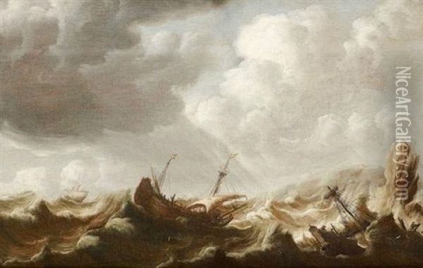 Marine Dans Une Cote Rocheuse Oil Painting - Pieter Coopse