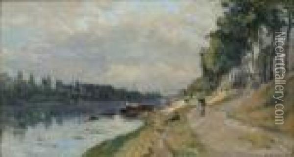 The Side Of The Seine Oil Painting - Albert Lebourg