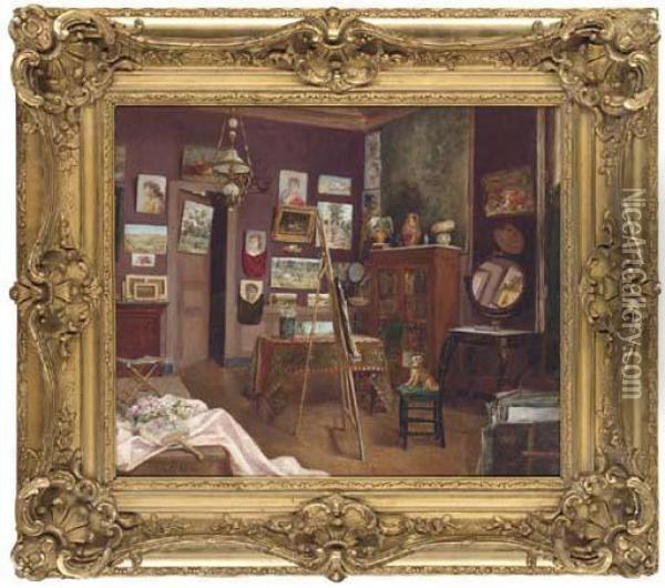 The Artist's Studio Oil Painting - Albert Aublet