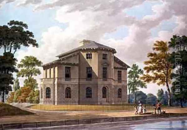 North East View of Sir Charles Azgills Villa at Richmond Oil Painting - Thomas Malton, Jnr.