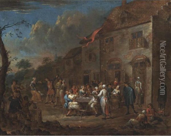 A Village Fete Oil Painting - David The Younger Teniers