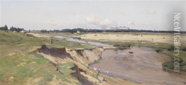 A View Of The Surroundings Of Vilno Oil Painting - Vladimir Donatovitch Orlovsky