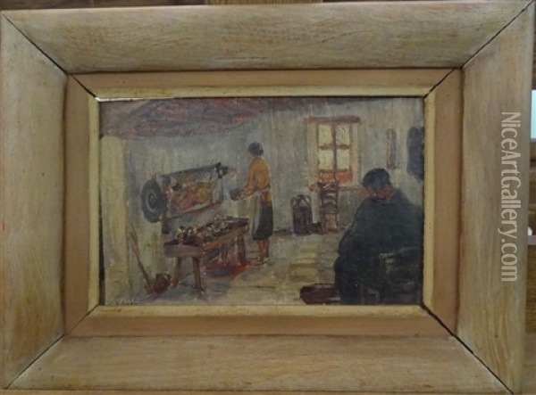 Couple A L'interieur De La Maison Oil Painting - Louis Floutier