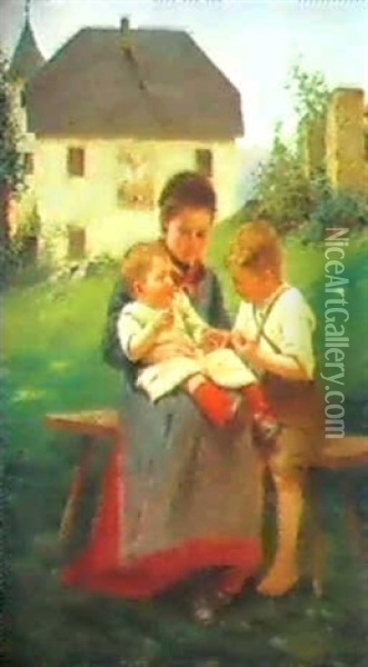 Geschwisterliebe Oil Painting - Theodor Kleehaas