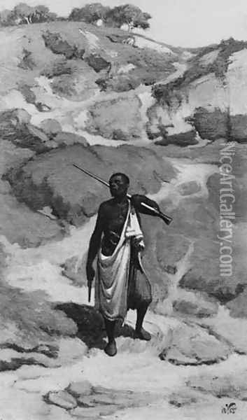 The African Sentinel Oil Painting - Elihu Vedder