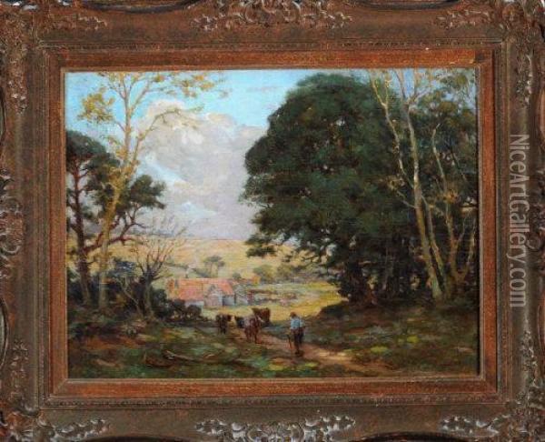 The Homestead In The Valley Oil Painting - William Peter Watson