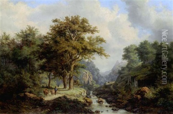 Landschaft Mit Fluss Oil Painting - Rudolph Gustav Mueller